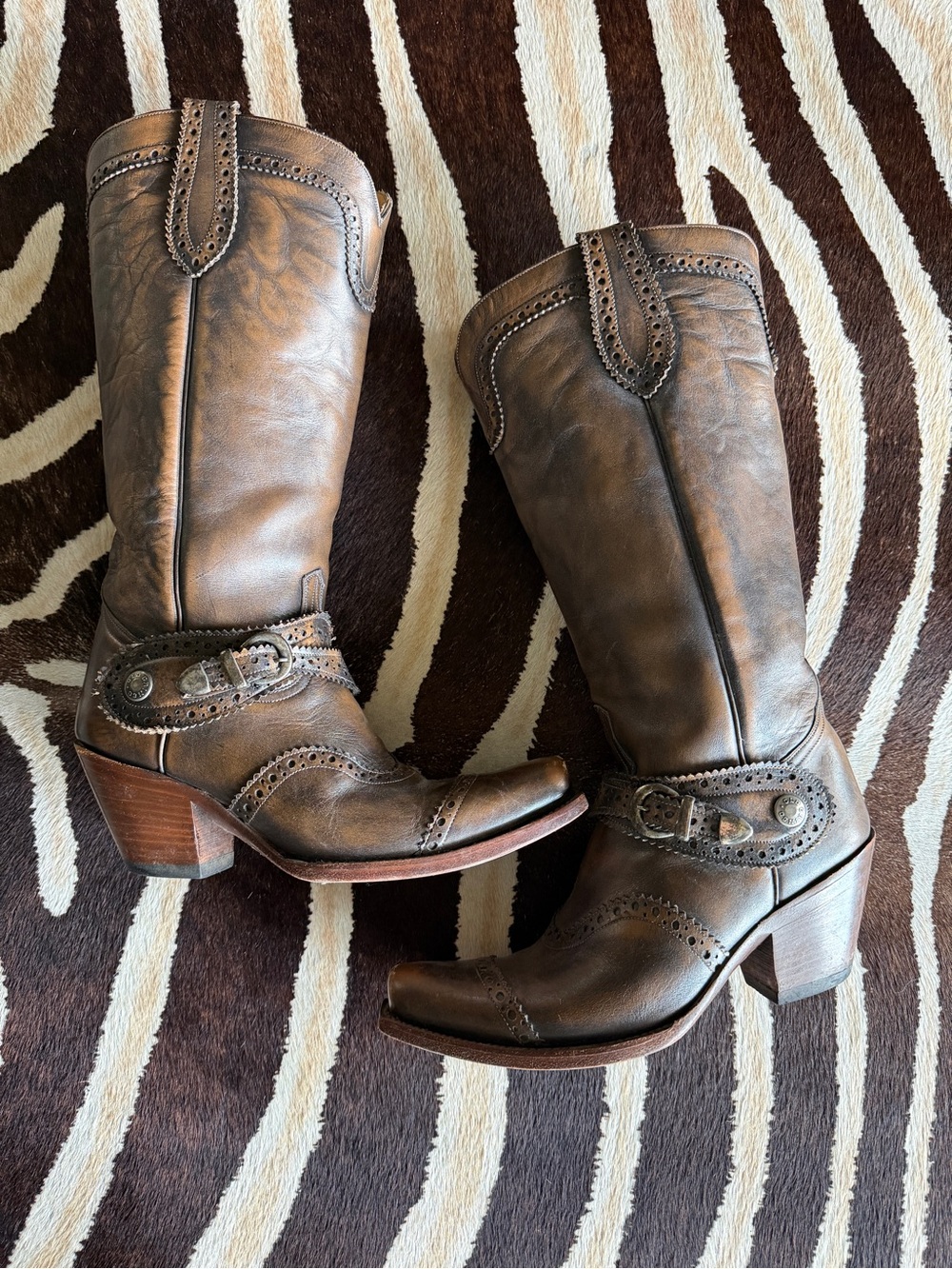 Old Gringo Brown Distressed Leather Western Heeled Boots